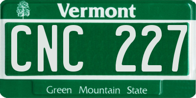 VT license plate CNC227