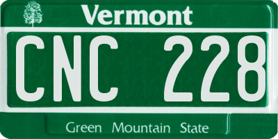 VT license plate CNC228