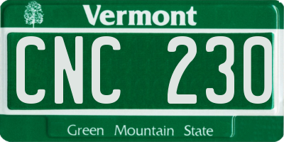 VT license plate CNC230