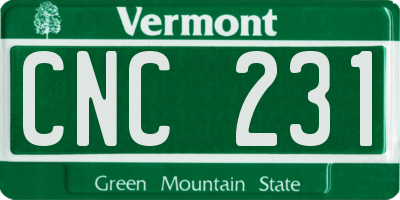 VT license plate CNC231