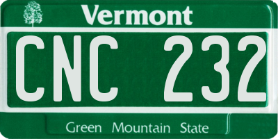 VT license plate CNC232