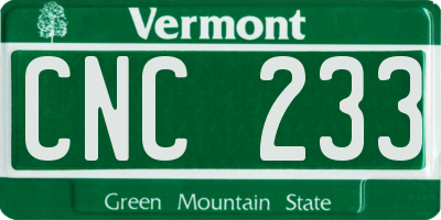 VT license plate CNC233