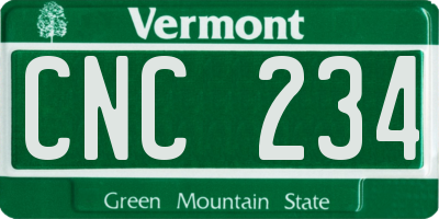 VT license plate CNC234