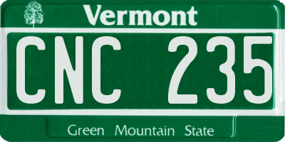 VT license plate CNC235