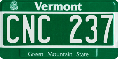 VT license plate CNC237