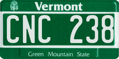 VT license plate CNC238
