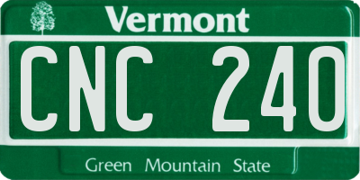 VT license plate CNC240