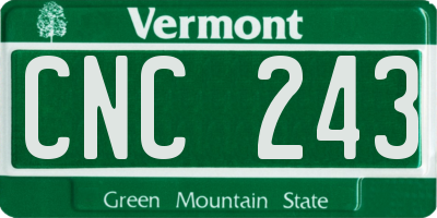 VT license plate CNC243