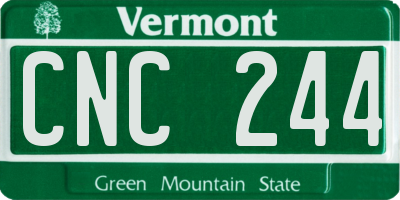 VT license plate CNC244