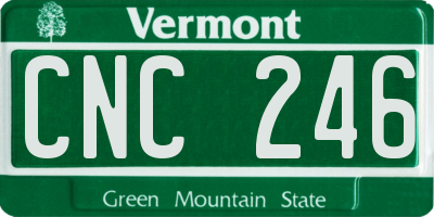 VT license plate CNC246