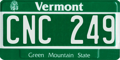 VT license plate CNC249