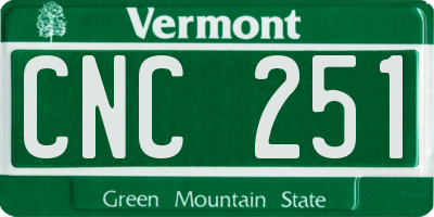 VT license plate CNC251