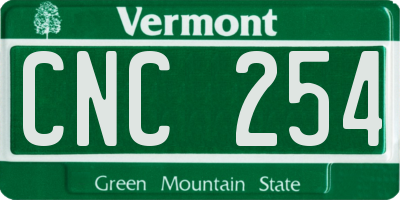 VT license plate CNC254
