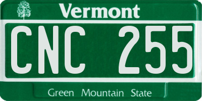 VT license plate CNC255