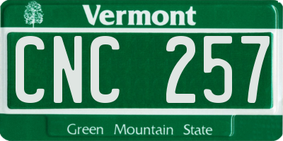 VT license plate CNC257