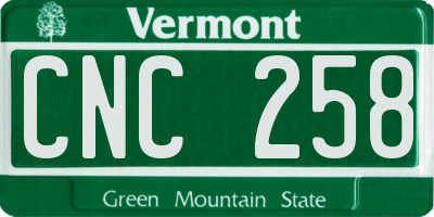 VT license plate CNC258