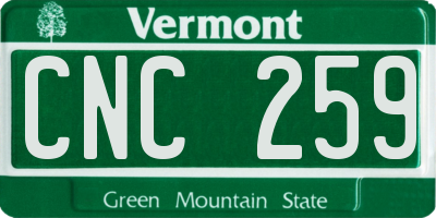 VT license plate CNC259