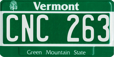 VT license plate CNC263