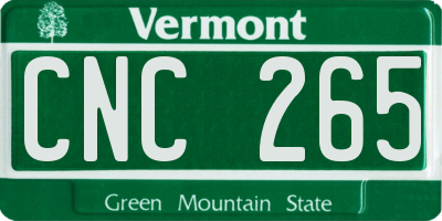 VT license plate CNC265