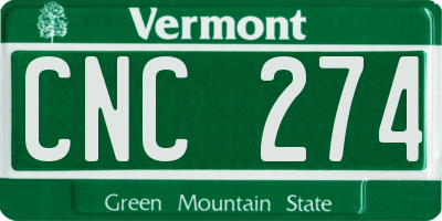 VT license plate CNC274