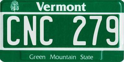 VT license plate CNC279