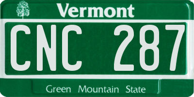 VT license plate CNC287