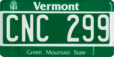 VT license plate CNC299