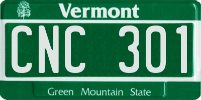 VT license plate CNC301