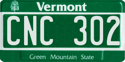 VT license plate CNC302