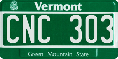 VT license plate CNC303