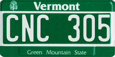 VT license plate CNC305