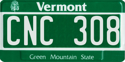 VT license plate CNC308
