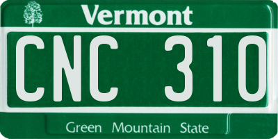 VT license plate CNC310