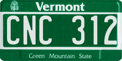 VT license plate CNC312