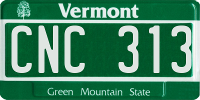 VT license plate CNC313