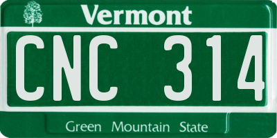VT license plate CNC314