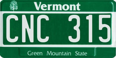 VT license plate CNC315