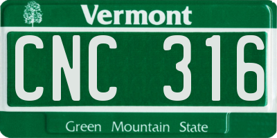 VT license plate CNC316