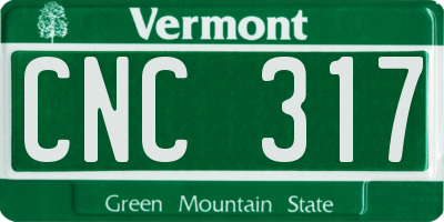 VT license plate CNC317