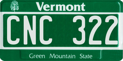 VT license plate CNC322