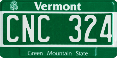 VT license plate CNC324