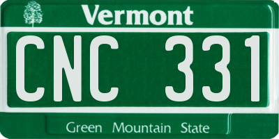 VT license plate CNC331