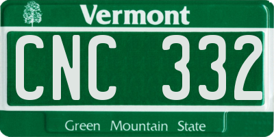 VT license plate CNC332