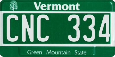 VT license plate CNC334