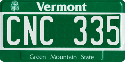 VT license plate CNC335