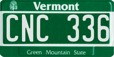 VT license plate CNC336