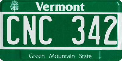 VT license plate CNC342