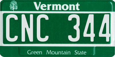 VT license plate CNC344