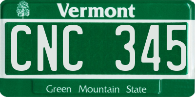 VT license plate CNC345