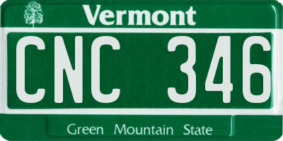 VT license plate CNC346